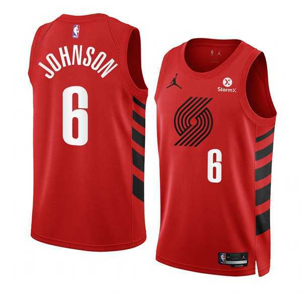 Men%27s Portland Trail Blazers #6 Keon Johnson 2022-23 Red Statement Edition Swingman Stitched Basketball Jersey Dzhi